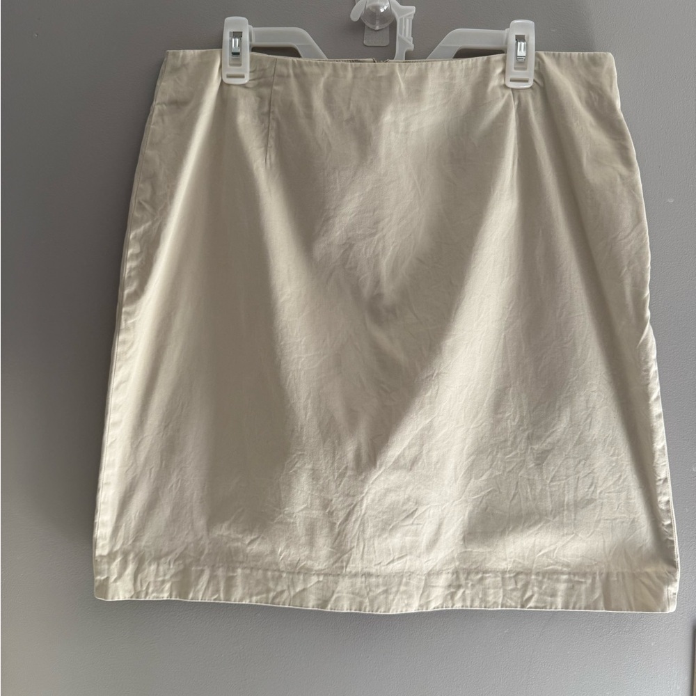 L.L.Bean Womens Khaki Skirt SZ 16 Reg ALine 100% Cotton Casual Minimalist Summer
